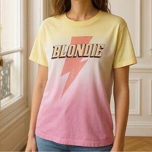 BLONDIE Ombré Lightning Bolt Graphic Band Tee Modern Retro Style